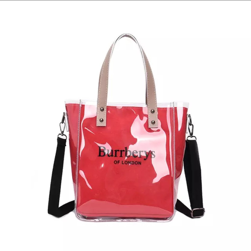 Hot Sale 2020 Tas Fashion Wanita Tas Selempang Handbag PVC Transparan Resleting Burrberys of London