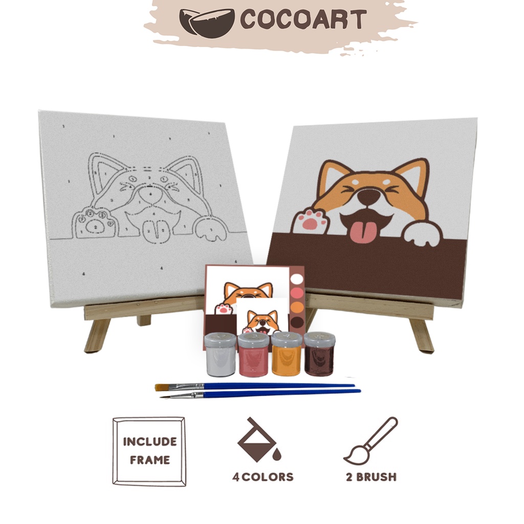 

Paint By Number Kit [ Shiba Inu // Doge ] - Cocoart.id I Kanvas 20 x 20 cm