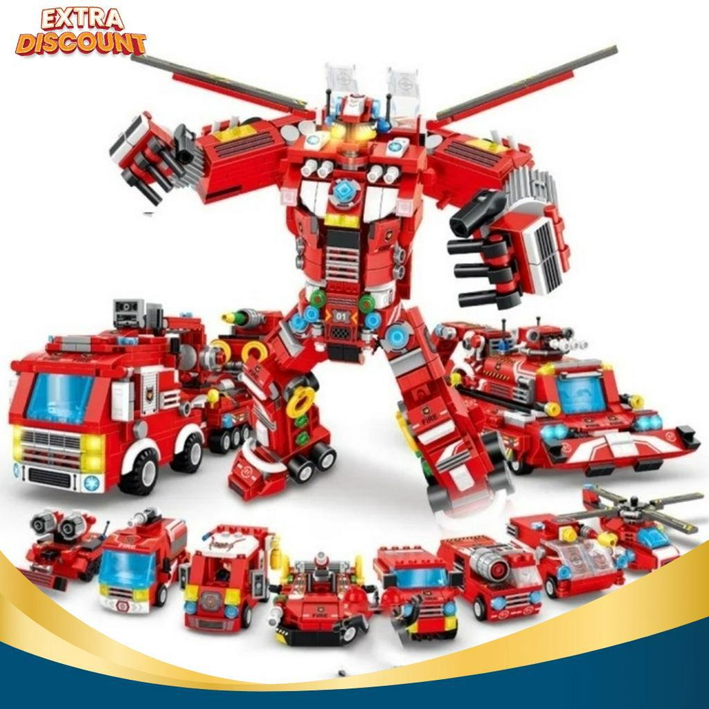 BURUAN ORDER GAN Panlos Brick Mobil Pemadam Dan Robot Fire Rescue Engine 8 In 1 63328 35 Variant