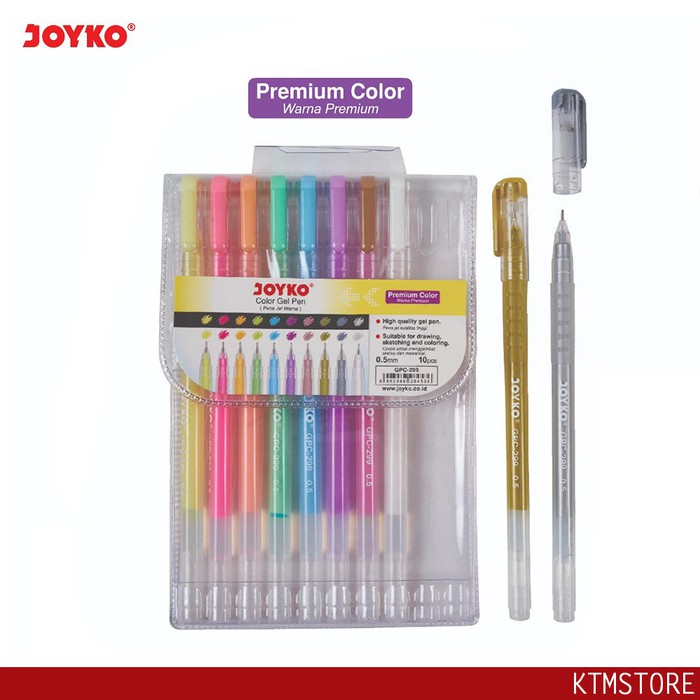 

SUPER SALE Pulpen Premium Color Gel Pen 10 Warna JOYKO GPC-299 Silver Gold White
