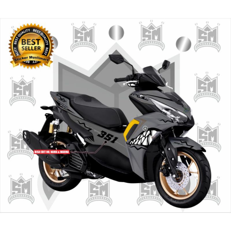 Sticker Decal Aerox Motif Sharks Variasi abu #stiker888