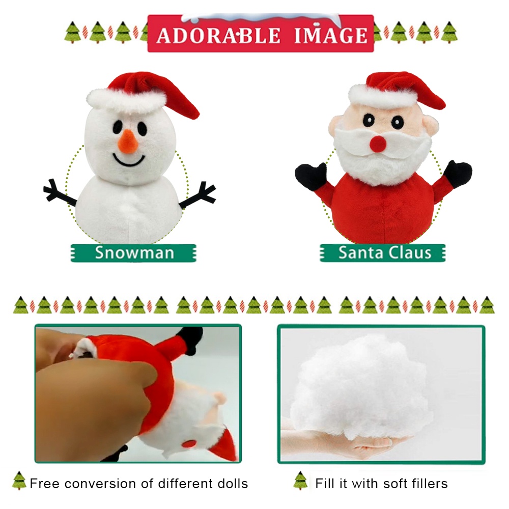 Mainan Boneka Santa Claus Model Sisi Ganda Bahan Plush Untuk Dekorasi Natal