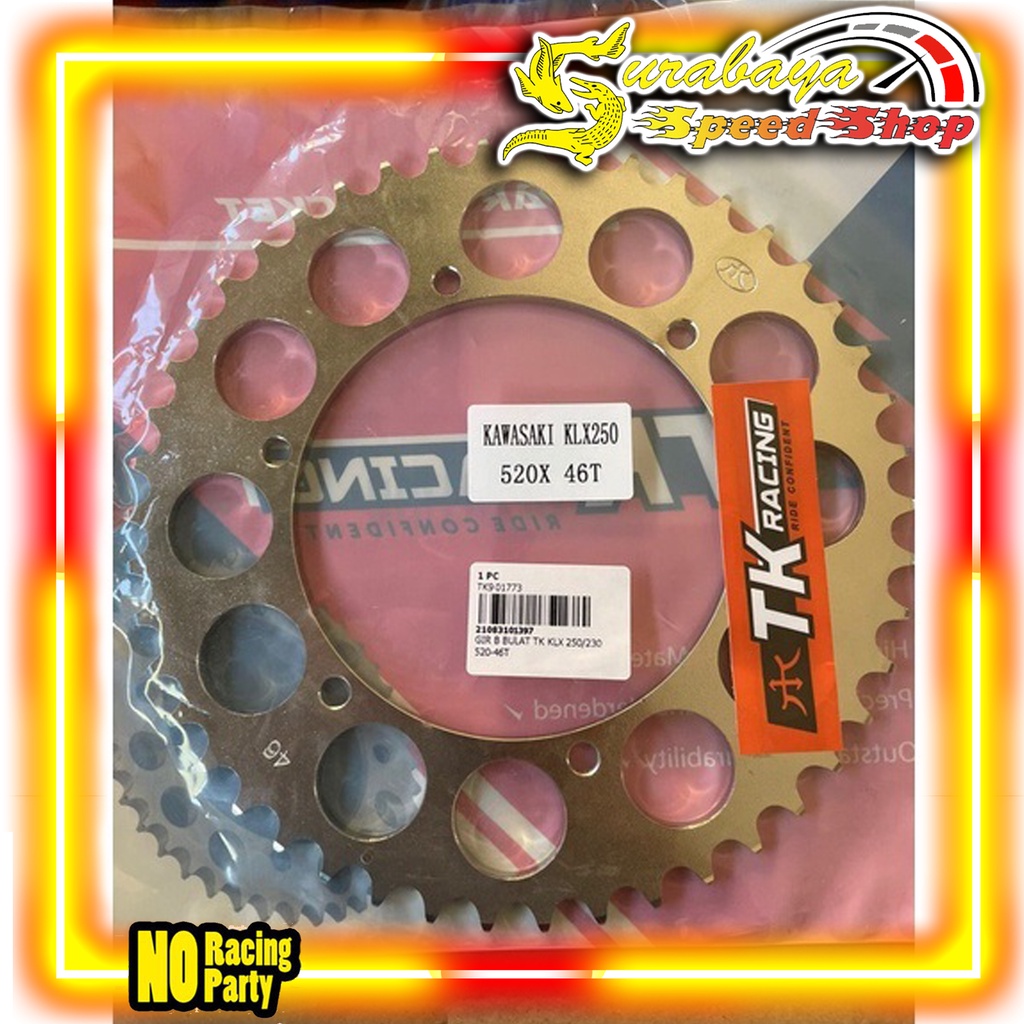 TK Racing Gear Gir Belakang Kawasaki KLX 250 Tipe 520 Ukuran 48T Original 100%