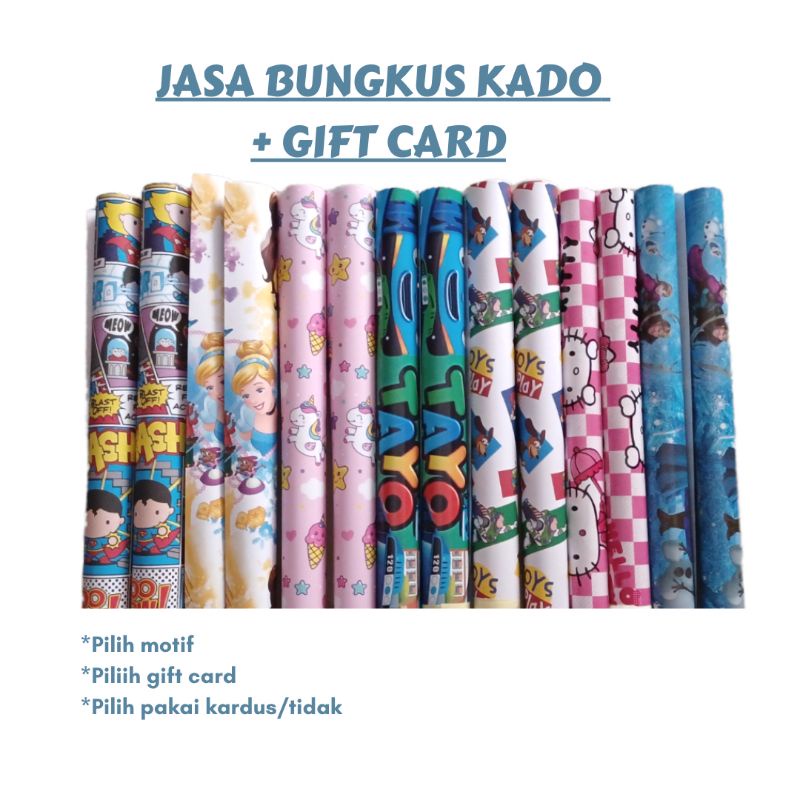 

Jasa bungkus kemasan kado bisa pilih motif (SILAHKAN BACA DESKRIPSI)