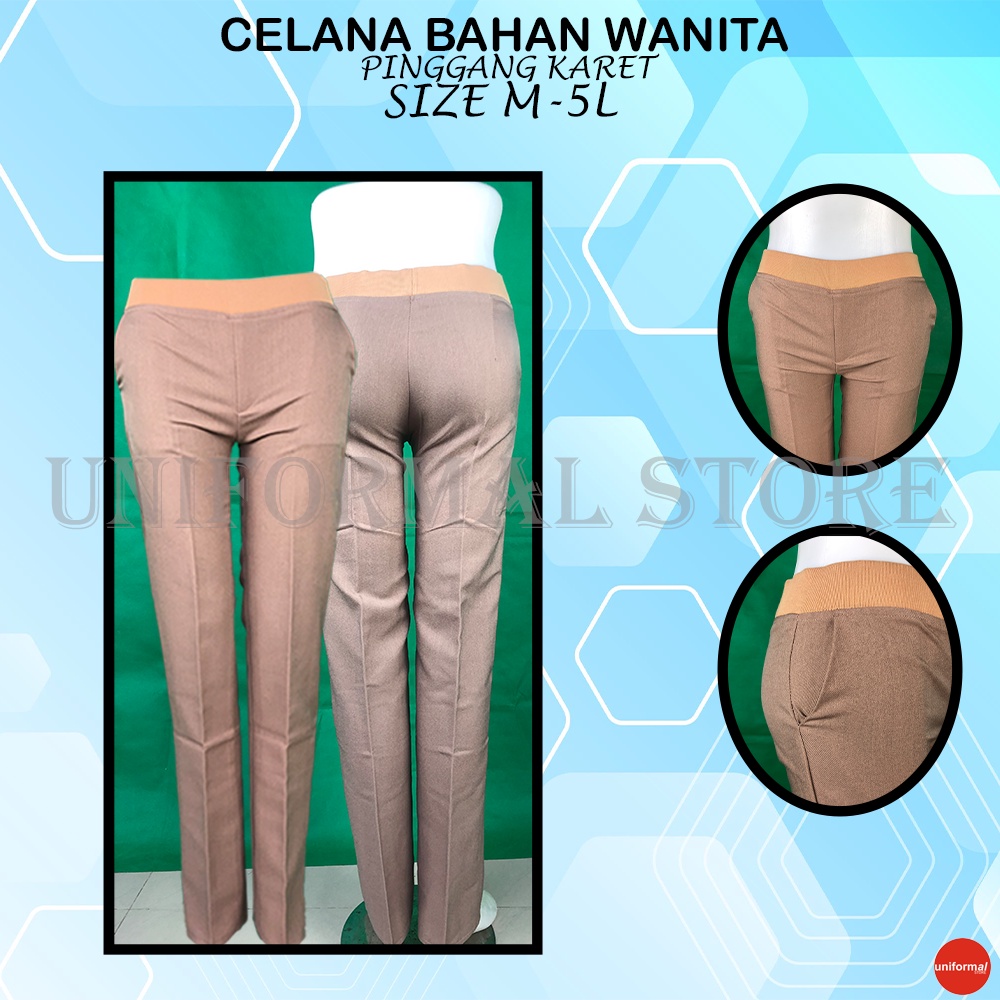 Celana Kantor Wanita, Celana Kerja Formal Bahan Model Pinggang Karet Ukuran M - 5L JUMBO Bahan Gabardine Premium 6 Warna / Dasar / Formal / Kantor / Kantoran / Lurus / Slimfit / Allia / The Executive / Termurah / Terlaris Murah Original / Elizabeth Pants