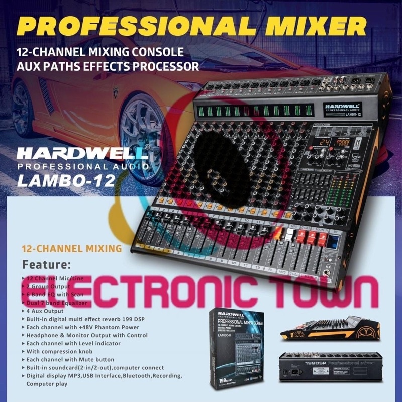 Mixer Audio HARDWELL LAMBO - 12 / LAMBO 12 / LAMBO12- Mixer 12 channel