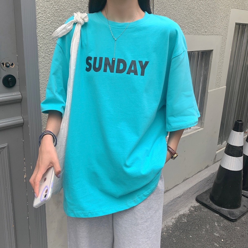 kaos atasan wanita/T-shirt fashion impo/baju cewe oversize/SUNDAY KAOS(realpict)