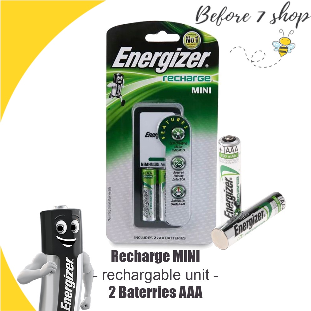Baterai Energizer Recharge MINI 2 x AAA 700mAh 1.2V Battery Charger Unit 100% Original
