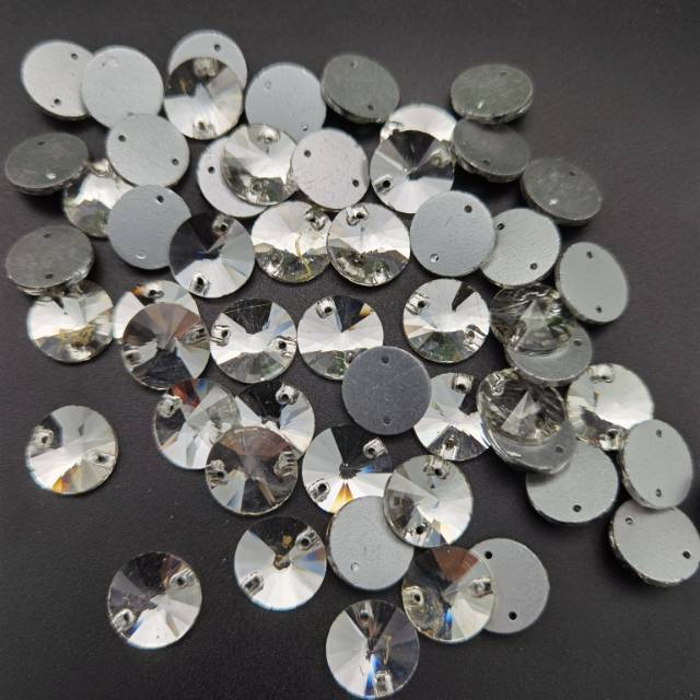 STONE KRISTAL BERLIAN MOTIF BULAT PUTIH UKURAN 12 MM PER LUSIN