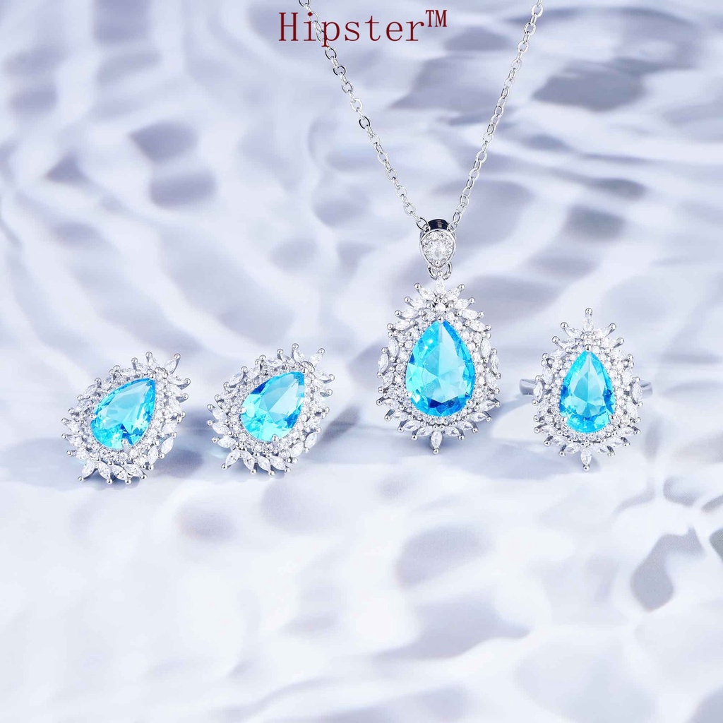 Gao Ding Jewelry Topaz Colored Gems Set Luxury Necklace Earrings Opening Rings Pendants Women