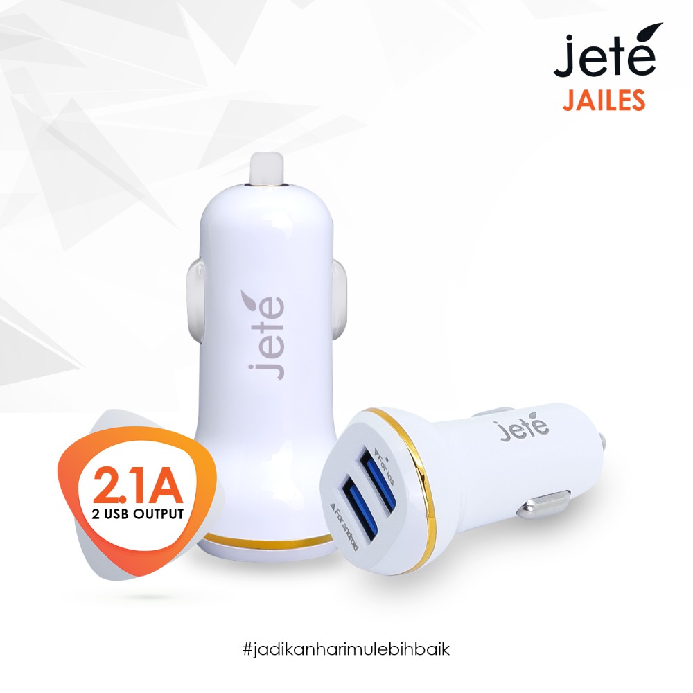 JETE CAR CHARGER PLUG IN J1 2.4A GARANSI RESMI JETE INDONESIA TERMURAH - Putih