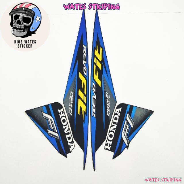 Striping Decal Polet Sticker honda revo fit 2017 hitam lis biru body standar berkualitas terbaik Wat