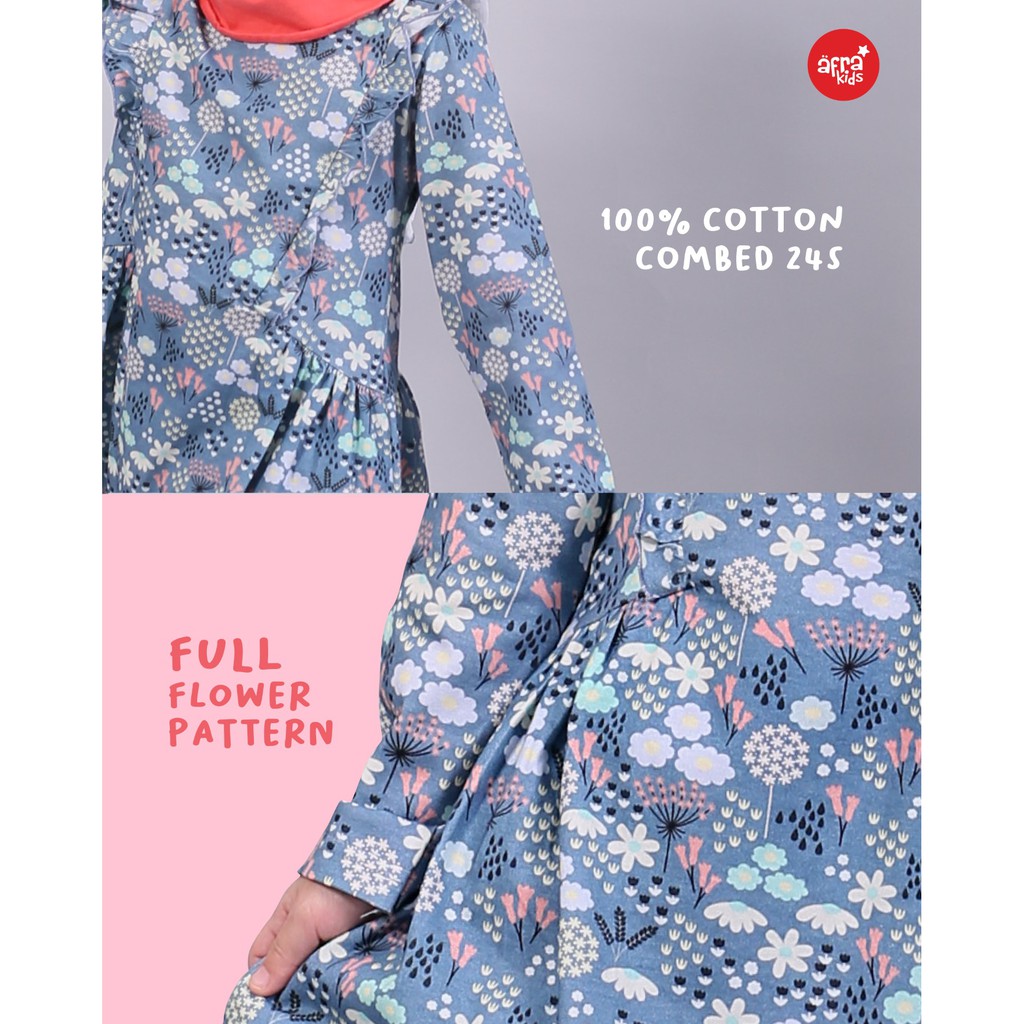 Kaos Tunik Anak Muslim Afrakids AFRA - TP001 Pattern Flowers