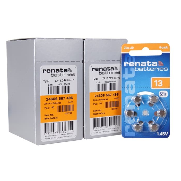 Renata 13 PR48 AG5 (6 Pcs) Baterai Alat Bantu Dengar Beurer HA20 Dan HA50