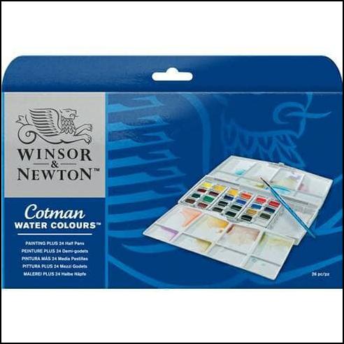 

COTMAN WATER COLOURS PAINTING PLUS 24 HALF PAN SET WINSOR & NEWTON
