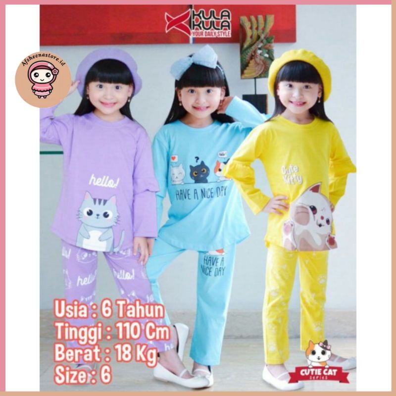 Setelan Anak Perempuan Set Cutie Cat By Kulakula