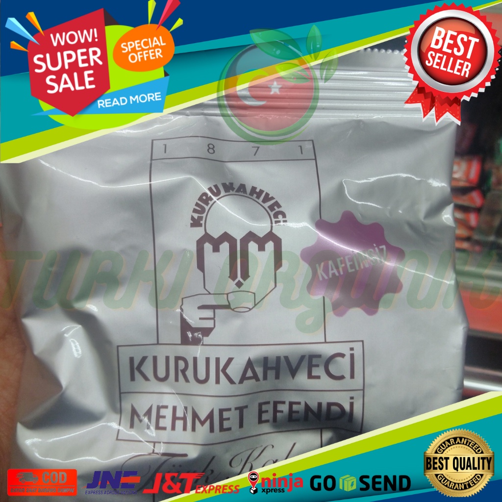 (BONUS BROWN SUGAR) KOPI TURKI MEHMET EFENDI ASLI TURKI 100% TANPA KAFEIN - PREMIUM COFFEE NON CAFFEINE 50 GRAM TURKEY