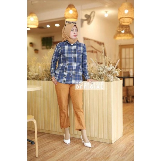 KEMEJA ATASAN FLANEL KOTAK CESAN HIJAB OFFICIAL ORIGINAL || MOUNEERASHOP