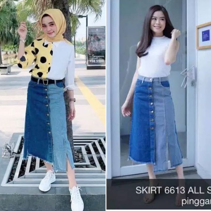 VERCILINE - ROK  TWOTONE  ZIGZAG JEANS