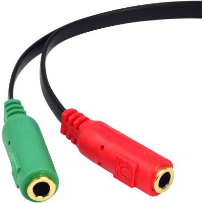 Splitter Audio Kabel 3.5mm Male to 3.5mm Mic and Headphone Flat - Audio Splitter - Aux Splitter