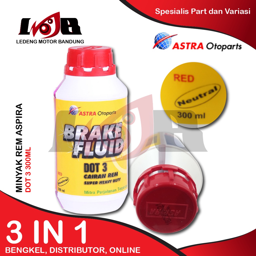 Aspira Oli Minyak Rem DOT 3 300ML Cairan Minyak Rem Brake Fluid Netral Merah Cakram Motor