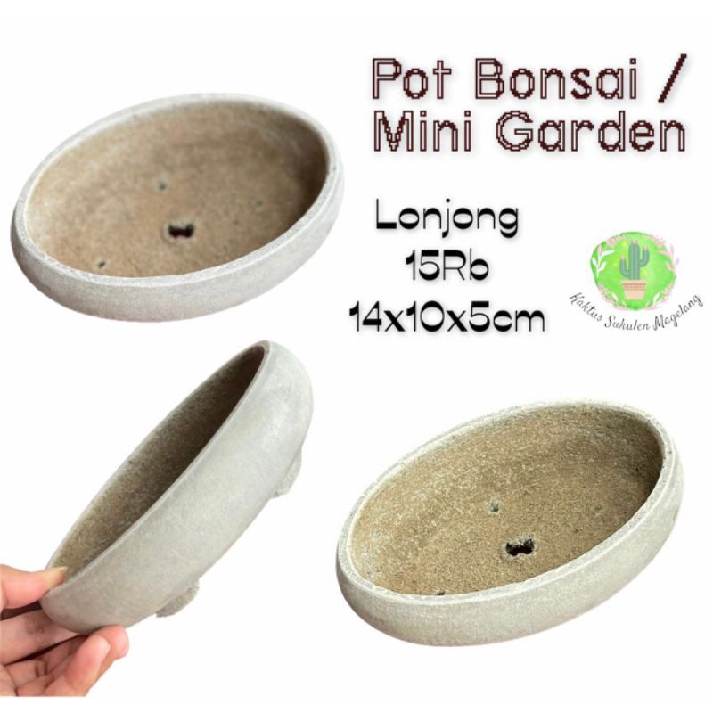 Pot Bonsai / Mini Garden Lonjong / Pot Kaktus Sukulen Semen Kuat