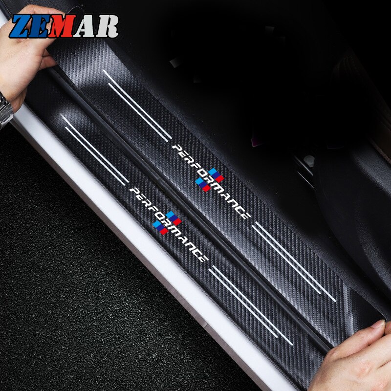 4pcs Stiker Sill Pintu Mobil Bahan Carbon Fiber Untuk Bmw E36 E46 E90 E60 E84 F30 F10 F48 F25 G20 G01 G05