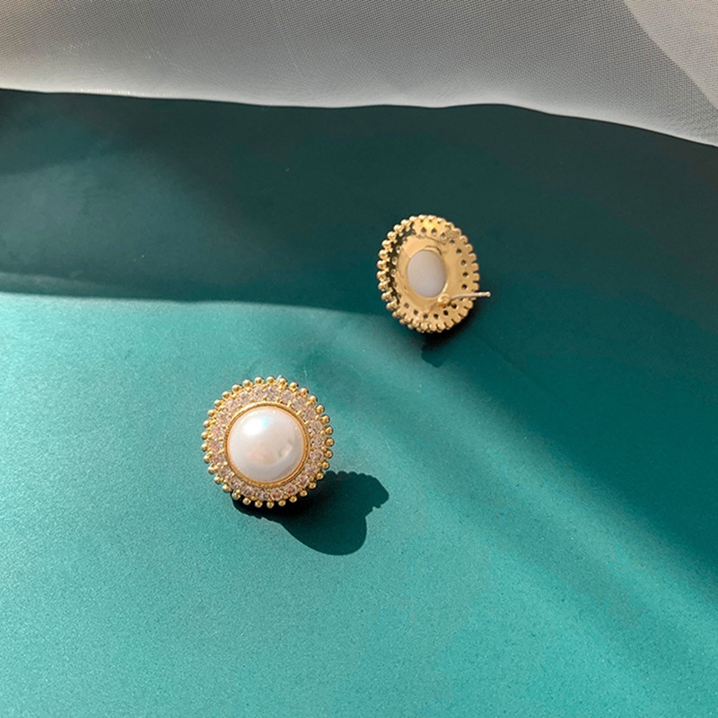 Anting Mutiara Emas Retro Temperamen Sederhana Gaya Korea Untuk Wanita-2