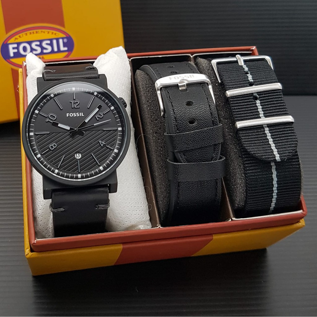 Jam Tangan Pria Fashion H4902B Tali Kulit Tanggal Aktif Free Box Tali Kulit Kanvas &amp; Baterai