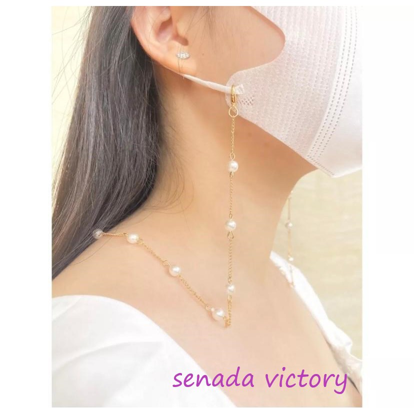 Senada Victory Kalung Strap Masker Tali Konektor Mutiara Aksesoris Cantik SVKM002