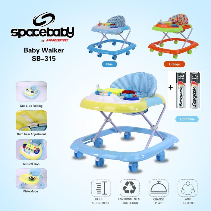 SPACEBABY Baby Walker SB 315  SB 316 Mainan Stir Musik Lampu SPACE BABY  Baby Walker NEW  Musik &amp; Lampu Alat Belajar Jalan Bayi [ * FREE PACKING DUS ALAS ]