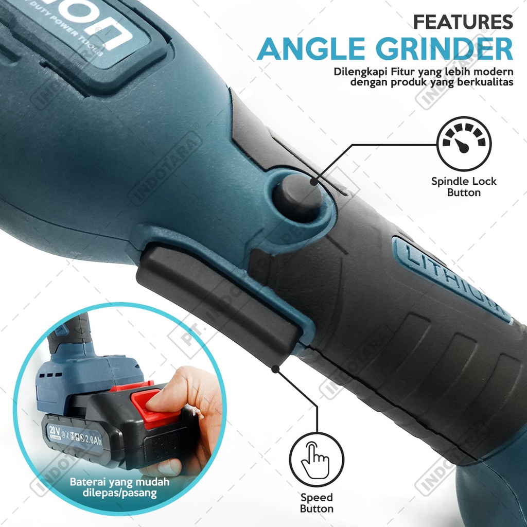 Mesin Gerinda Baterai Tangan / Cordless Angle Grinder Orion CAG100