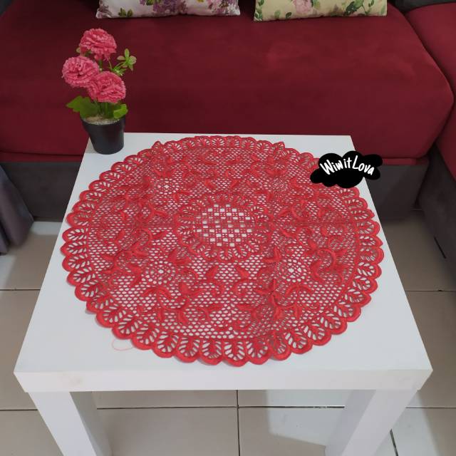 TAPLAK MEJA TAMU BULAT / TAPLAK MEJA / TAPLAK MEJA TAMU BULAT KECIL / TAPLAK MEJA TAMU BORDIR  / SIZ