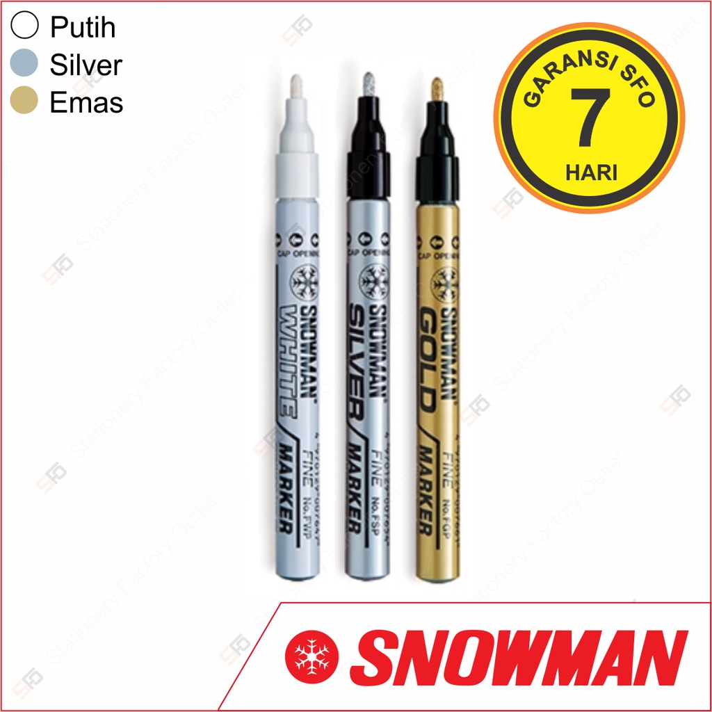 

Spidol Snowman Paint Marker Fine Tip - Emas Silver Putih