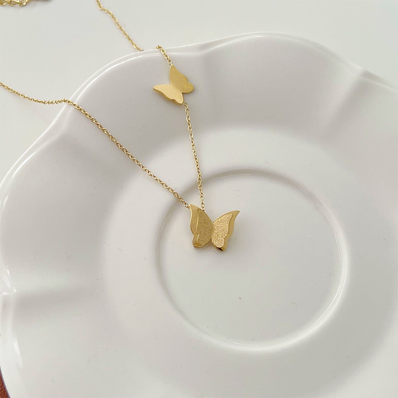 Kalung Titanium Wanita Kupu Kupu/Kalung Titanium Wanita Anti Karat/Kalung Titanium Asli Anti Karat/K