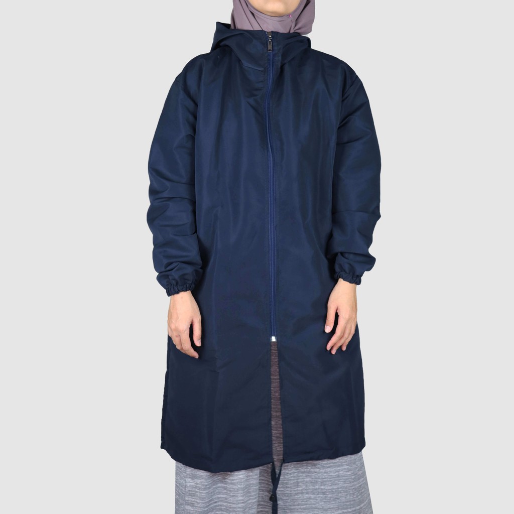 Sarfa - Long Jacket Waterproof - Parasut - Navy - Free Masker kain 2 lapis