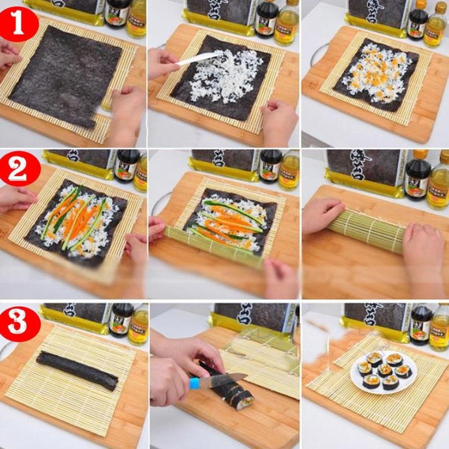 Tikar penggulung sushi makisu sushi roller bamboo mat alat masak dapur