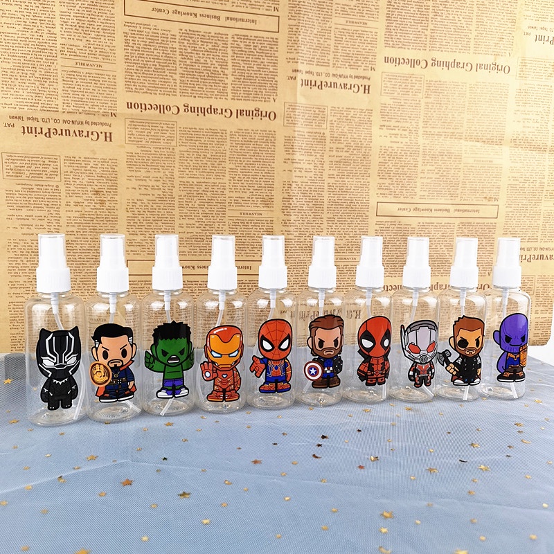 Magic789 100ML Plastic Spray Bottle Marvel Heroes Travel Size Bottles for Cosmetic Cartoon Refillable Container