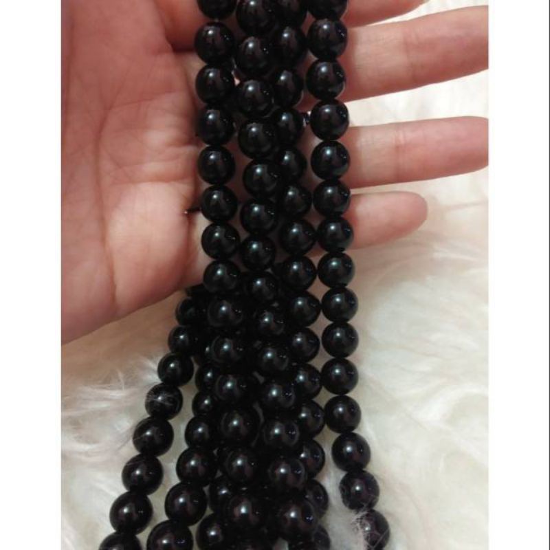 Batu Black Onyx Hitam 4-12mm Untuk Bahan Gelang Kalung Tasbih