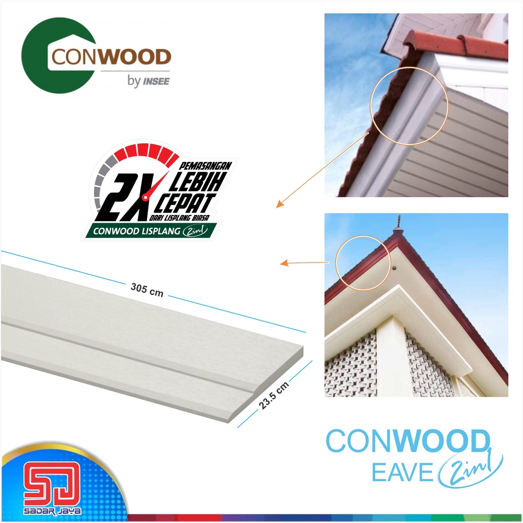 Conwood Eave 2 IN 1 (235 x 3050 x 16 mm) Lisplang Fiber Cement GRC