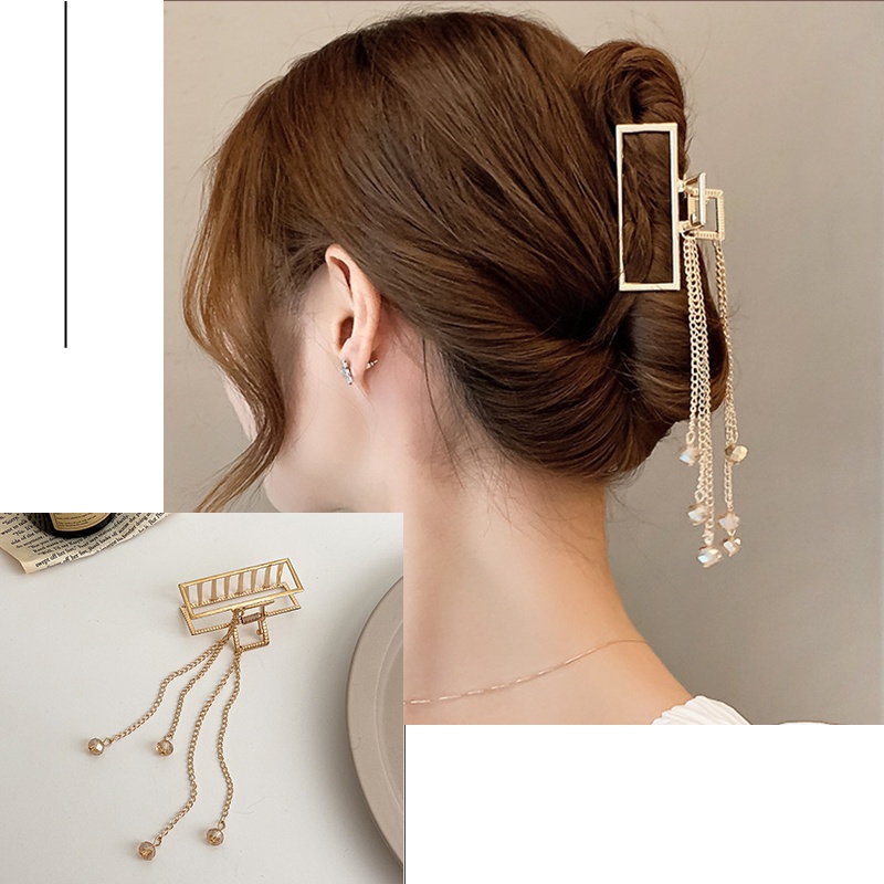 AY(CN) Simple Fashion Metal Tassel Hair Clip Butterfly Pearl Gold Chain Hair Clip Headdress Hair Accessories