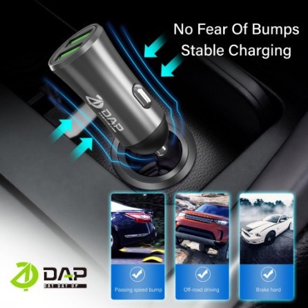 Car Charger Dual Port USB 2.4A DAP D-CC2 Charger Mobil Dual Output With Micro cable