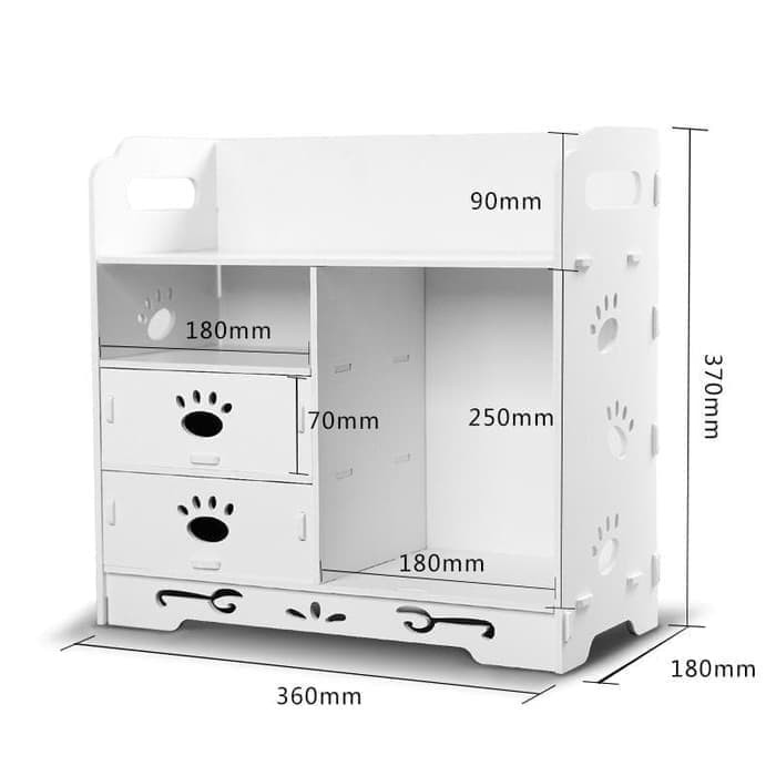 Mega_1688 Double Drawer Cosmetic Storage Rak Kosmetik Tapak Pupies MG752