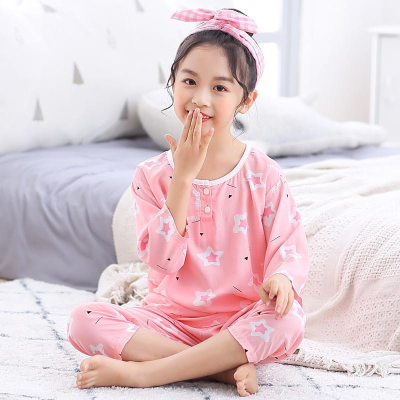 Setelan Baju Tidur [ Pink Star ] Anak Laki-laki &amp; Perempuan [ Usia 2 -5 Tahun ] HM690