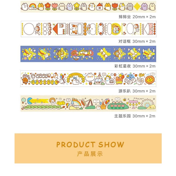 [littlecrab] Stiker Roll Motif Cartoon Unik Lucu Roll Tape Scrapbook DIY Stationary Sticker Kit Book Journal Decoration Selotip Washi Tape Kartun Jepang Dekorasi DIY