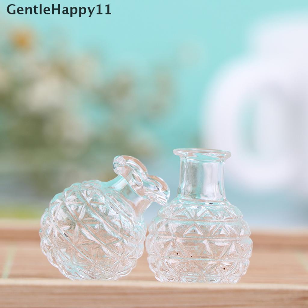 Gentlehappy 2pcs 1: 12rumah Boneka Miniatur Vas Kaca Pot Bunga Rumah Boneka