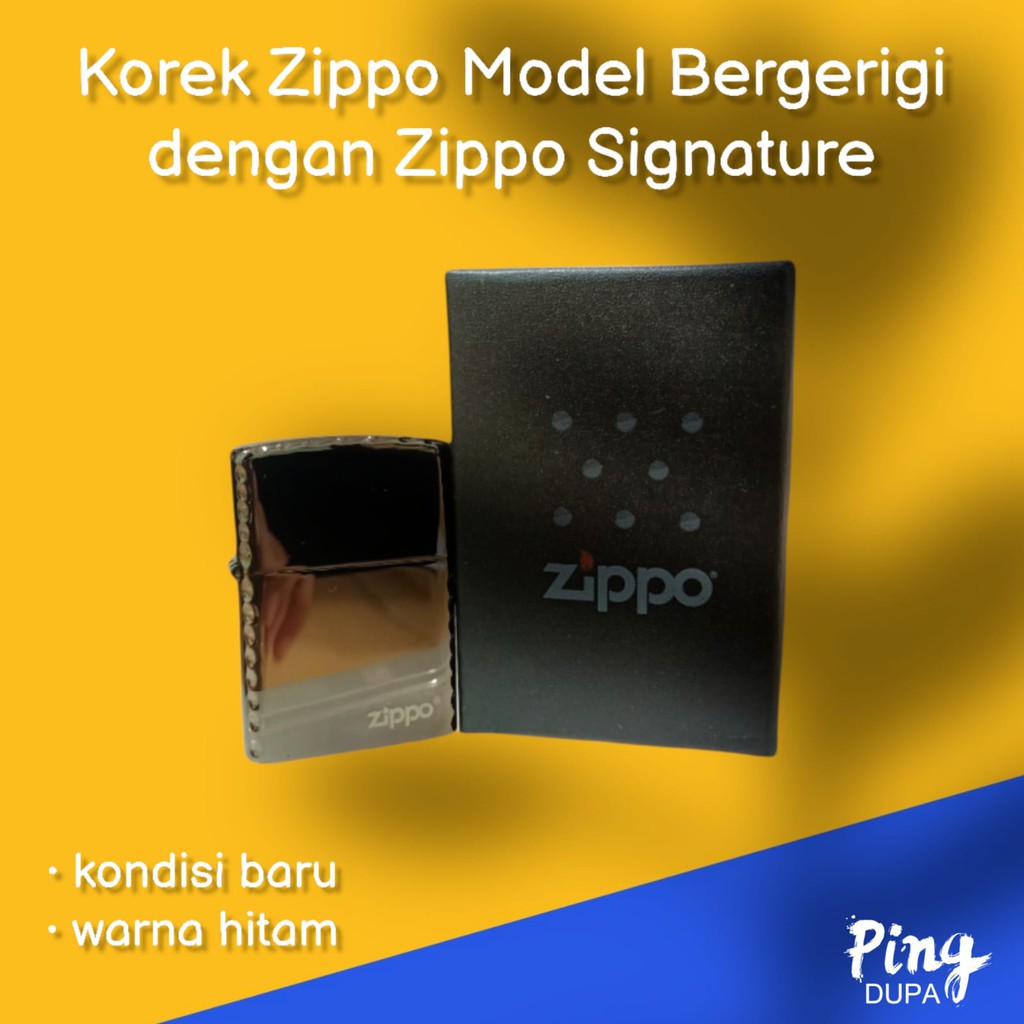 Korek Zippo Model Bergerigi dengan Zippo Signature