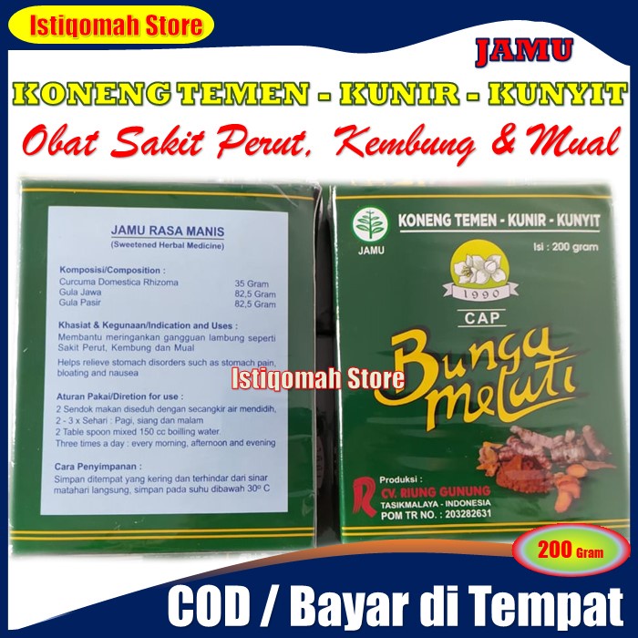Obat Sakit Perut, Kembung dan Mual Maag Magg Kronis - KONENG TEMEN - KUNYIT - KUNIR Cap Bunga Melati