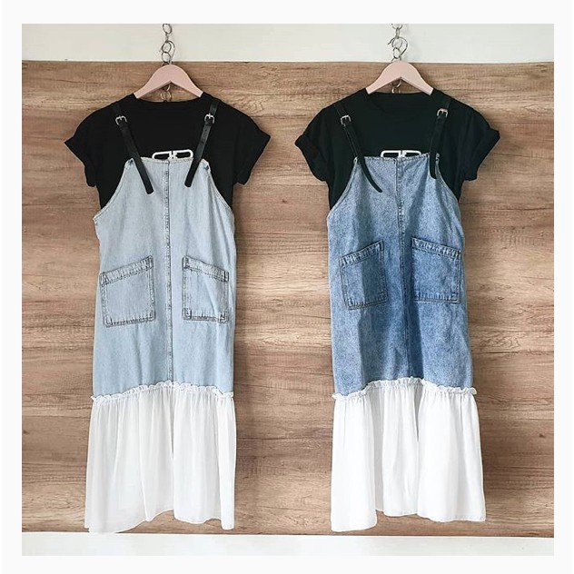 SAKILA OVERALL DENIM / DRESS DENIM / OVERALL JEANS / BAJU WANITA MURAH.