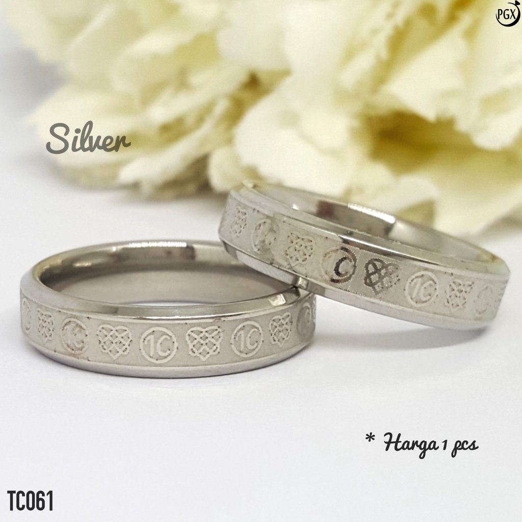 PGX Cincin Titanium Couple Tunangan Aksesoris Fashion Perhiasan Anti Karat - TC061